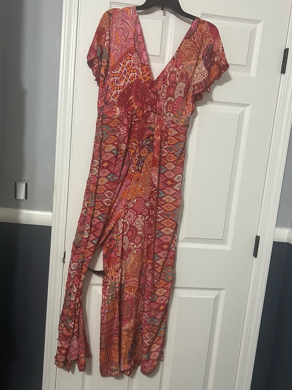 Women's Pink Printed Wrap-Style Jumpsuit